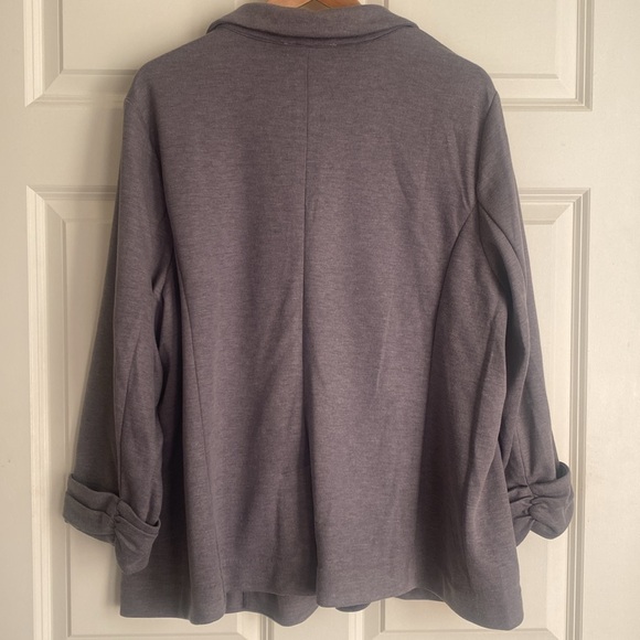 Skies Are Blue Blazer Size 2X Curvy Gray 3/4 Sleeves Comfort Casual Minimalist - Picture 4 of 10